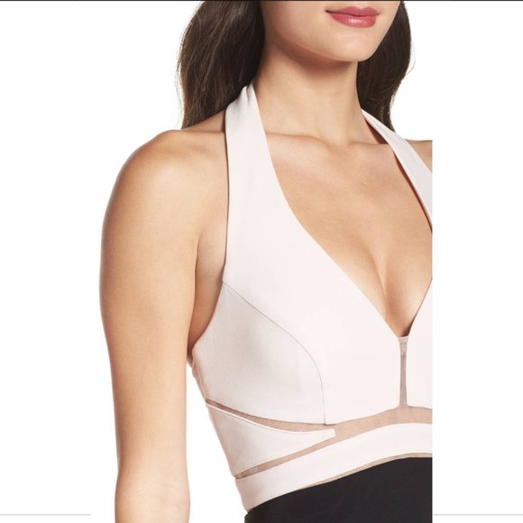 NEW XSCAPE Halter High Slit Gown in Blush‎ Pink Black [SIZE 4 ] - Picture 2 of 10